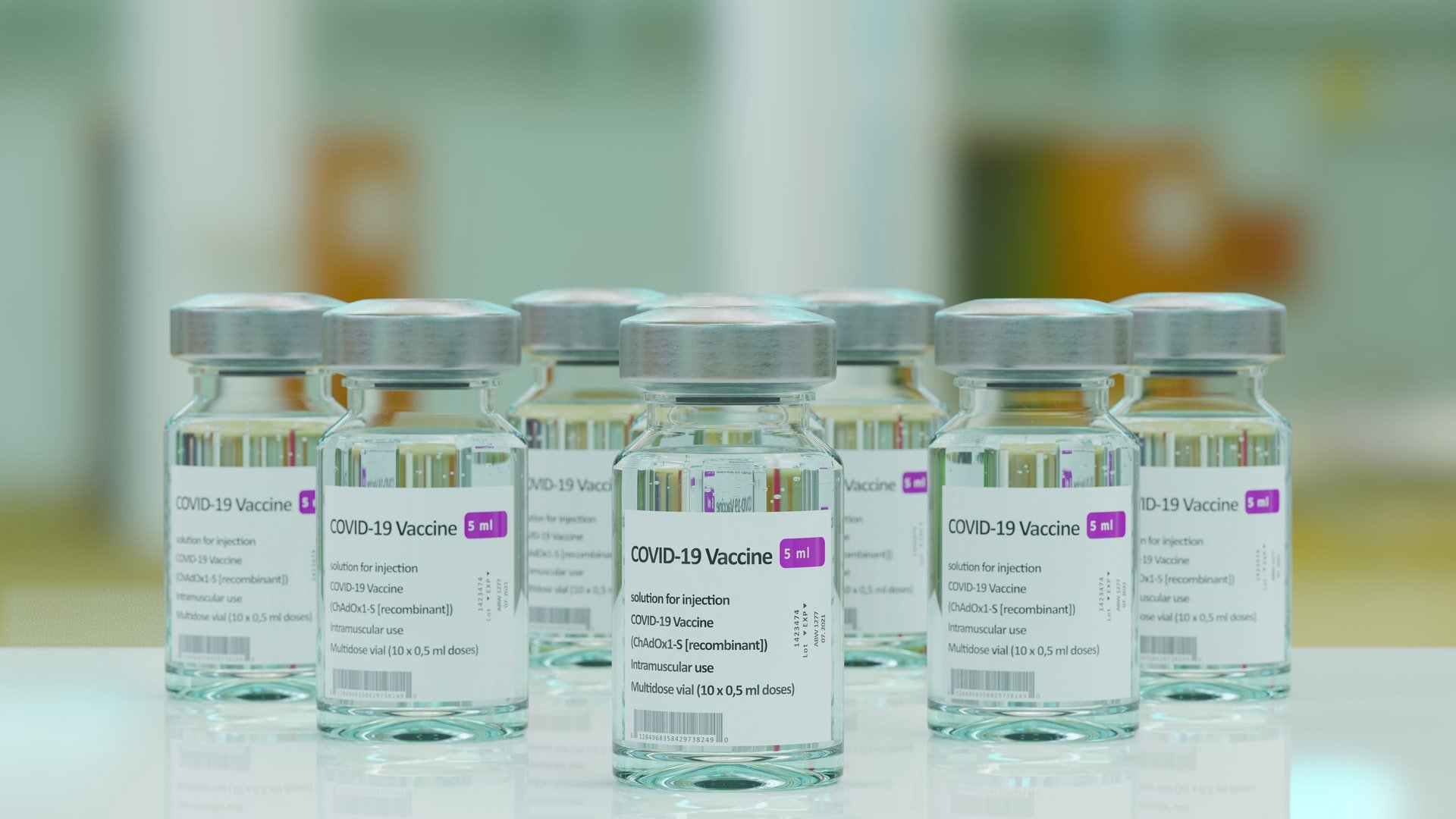 Bottles of covid vaccine.